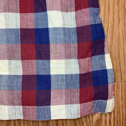 Angelique Vintage Red Striped Plaid Flannel Button-up Shirt Womens Medium