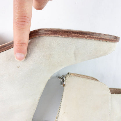 Anthropologie Matiko Mylvia Tan Suede Front Zip Ankle Boots Womens 6