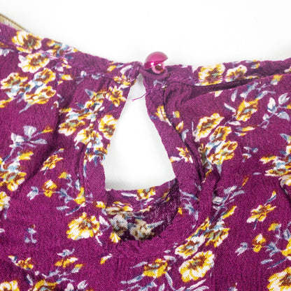 Suzanne Betro Purple Floral Boho Peasant Blouse Womens Large
