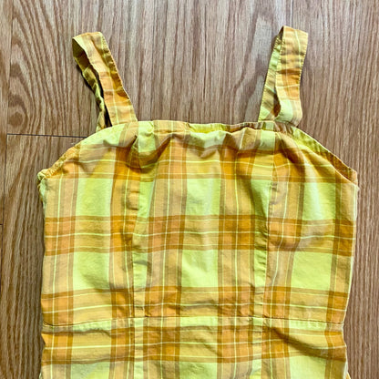 Arizona Jean Co Vintage Yellow Plaid Mini Jumper Dress Womens Small / Medium