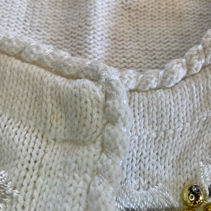 BP Design Vintage Ramie Knit Holly Berry White Sweater Cardigan Womens XLarge