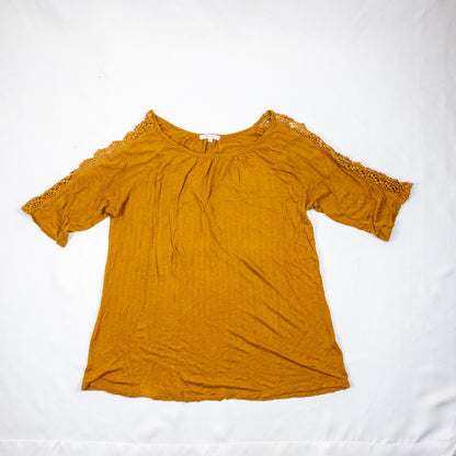 Maurices Brown Open Sleeve Lace Blouse Womens Large