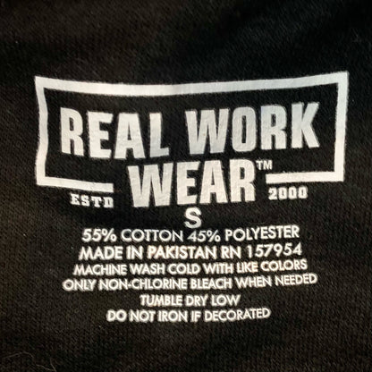 Real Work Wear Relaxed Fit Black Hoodie Sweatshirt Shirt Unisex Mens Small