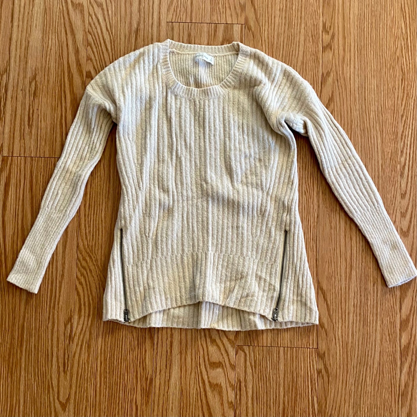 Abercrombie & Fitch Wool Tan Scoop Neck Sweater Top Womens Small