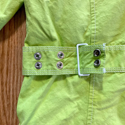 Eddie Bauer Lime Green Y2k Trench Coat Jacket Womens Small