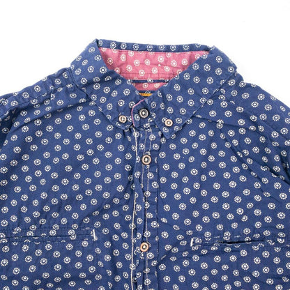 Paper Denim & Cloth Navy Floral Print Button Down Shirt Mens Medium