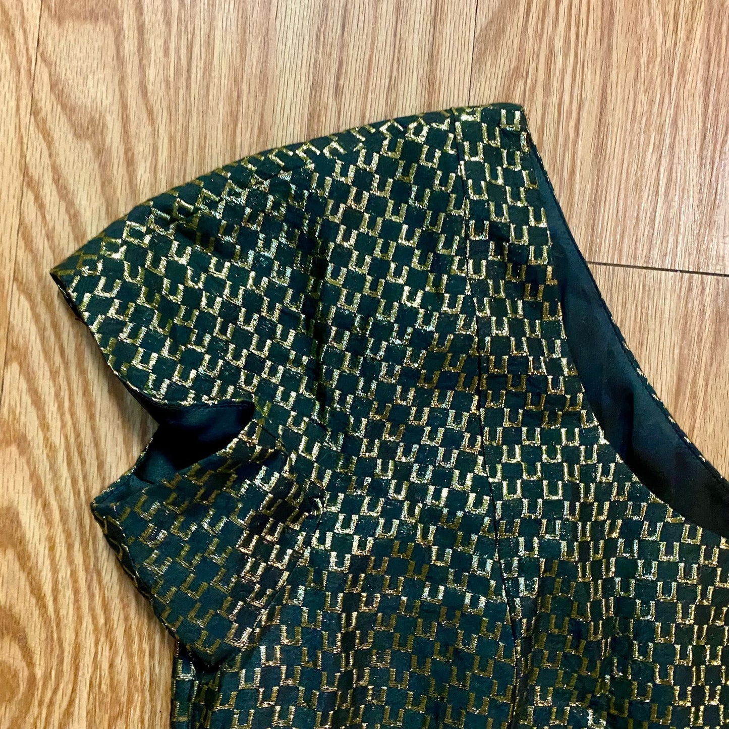 French Connection One Shoulder Gold Metallic Mini Cocktail Dress Womens 6