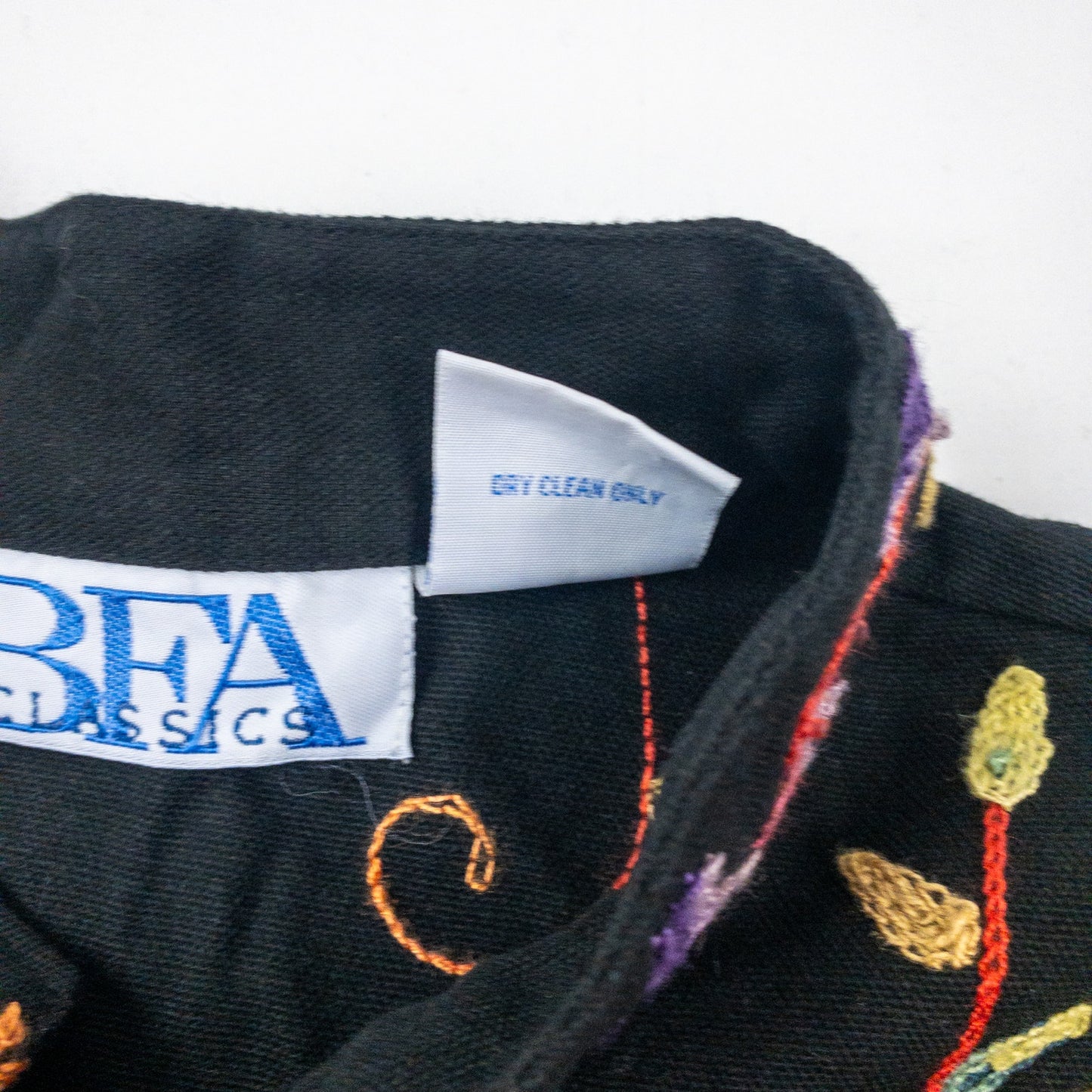 BFA Classics Black Embroidered Flower Jacket Womens Medium
