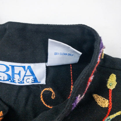 BFA Classics Black Embroidered Flower Jacket Womens Medium