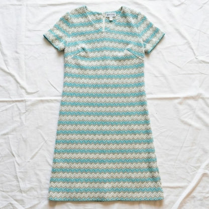 Walden Classics Vintage Blue Crochet Knit Midi Dress Womens Small