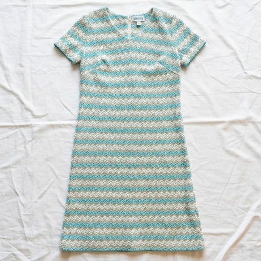 Walden Classics Vintage Blue Crochet Knit Midi Dress Womens Small