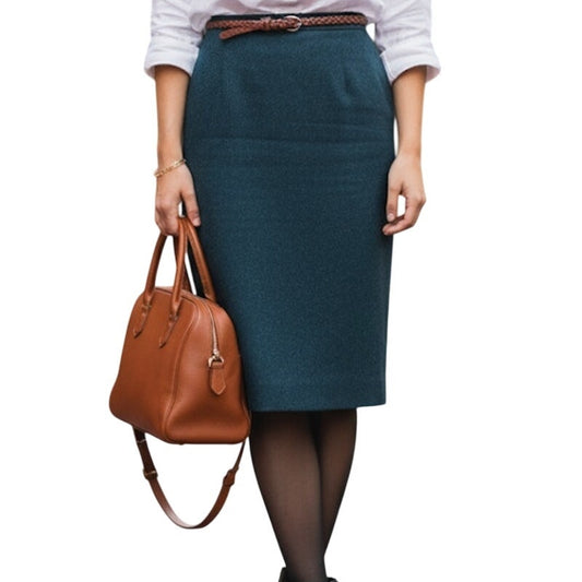 Ralph Lauren Vintage Gray Wool Midi Pencil Skirt Womens 8