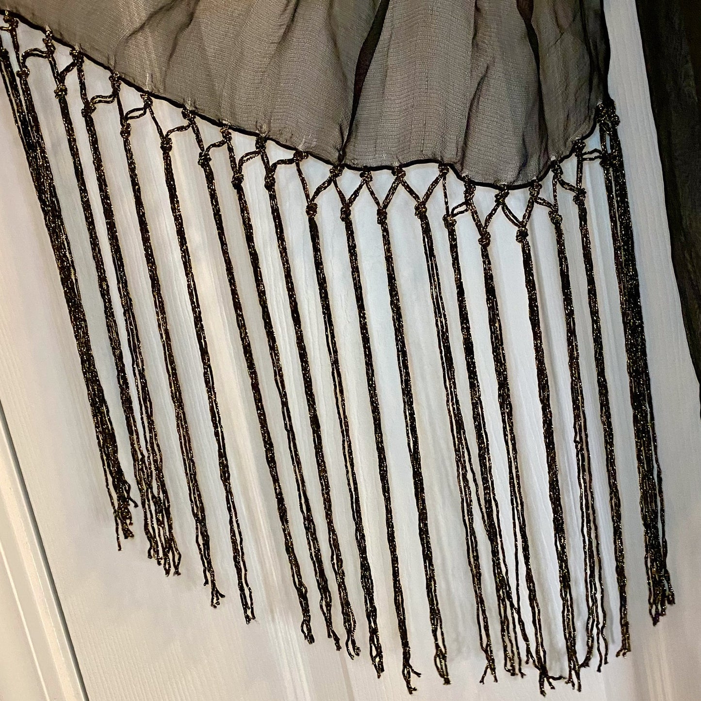 Indian Black & Gold Tassel Scarf Unisex Women's One Size