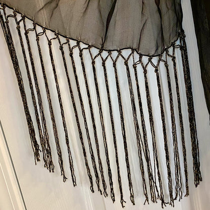 Indian Black & Gold Tassel Scarf Unisex Women's One Size