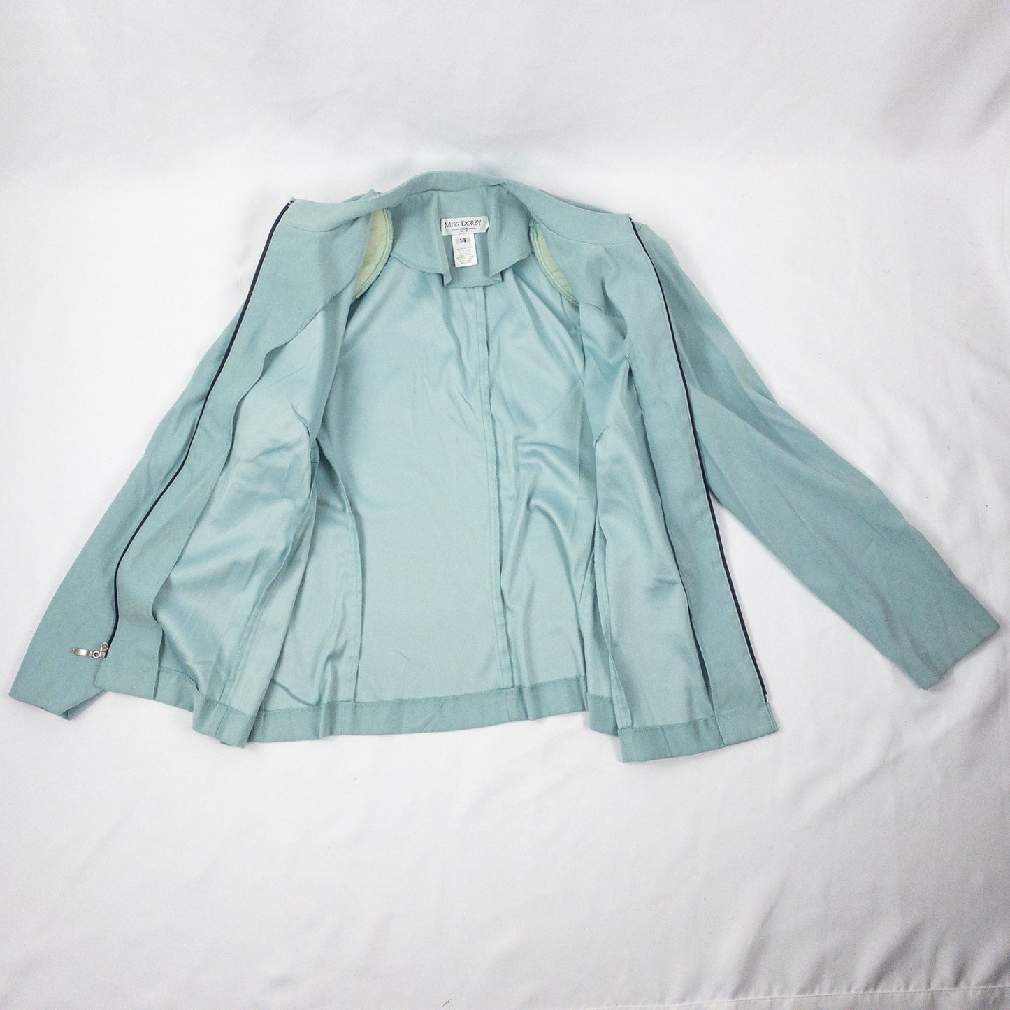 Miss Dorby Pastel Blue Faux Suede Jacket & Tank Set Womens 8 Medium