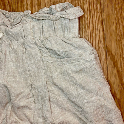 Streetwear Society Beige Linen Paperbag Waist Shorts Womens Medium