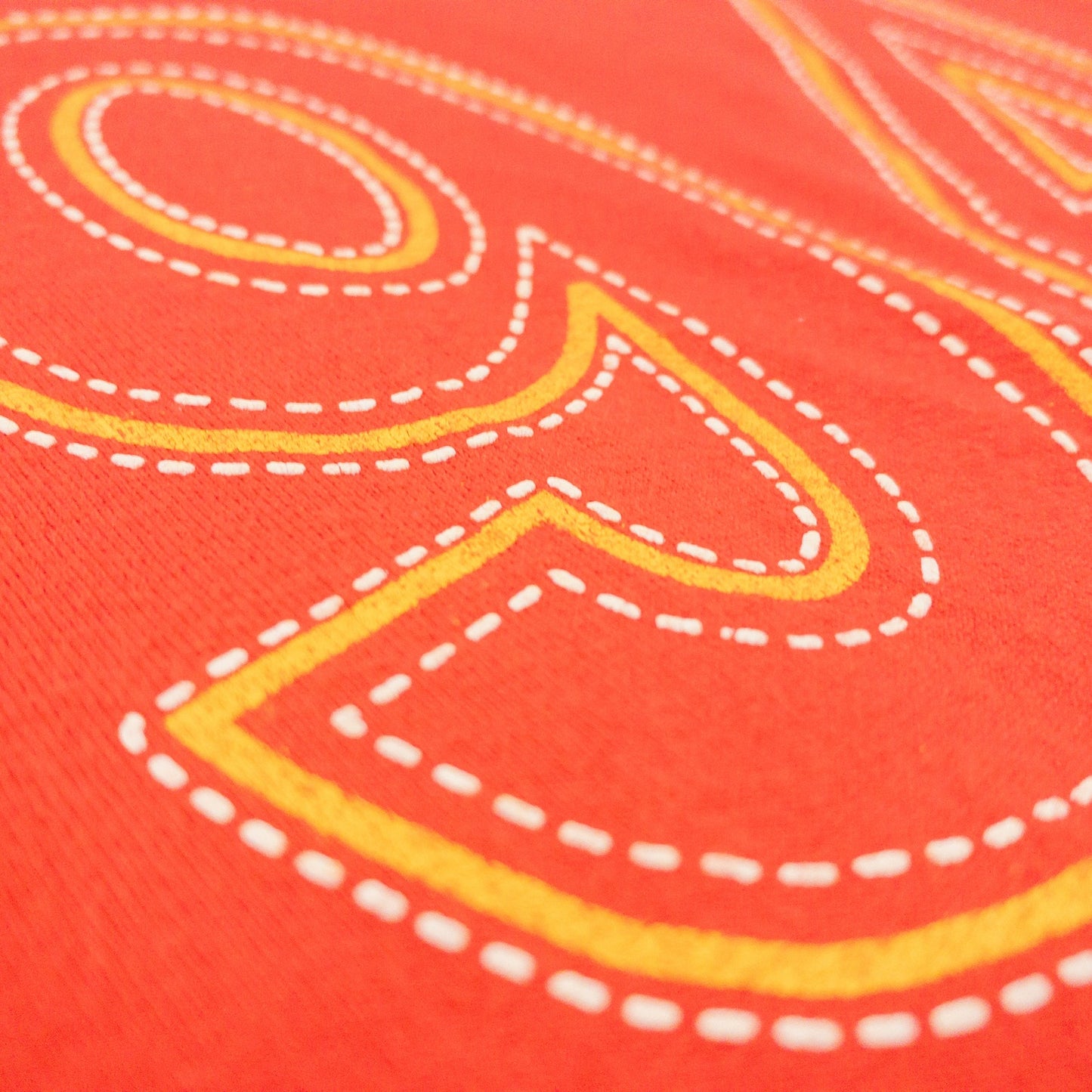 Voi Jeans Red Yellow Raw Hem Soccer Football Tee Shirt Mens Large