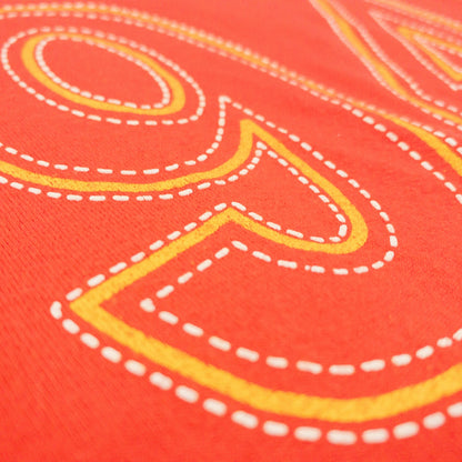 Voi Jeans Red Yellow Raw Hem Soccer Football Tee Shirt Mens Large