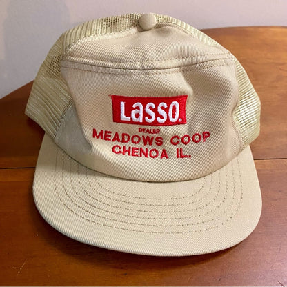 Swingster Vintage Lasso Dealer Illinois Tan Trucker Hat Unisex Mens One Size