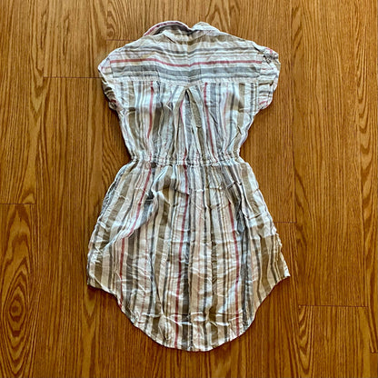 Japana Striped White Button-up Shirt Dress Womens Small