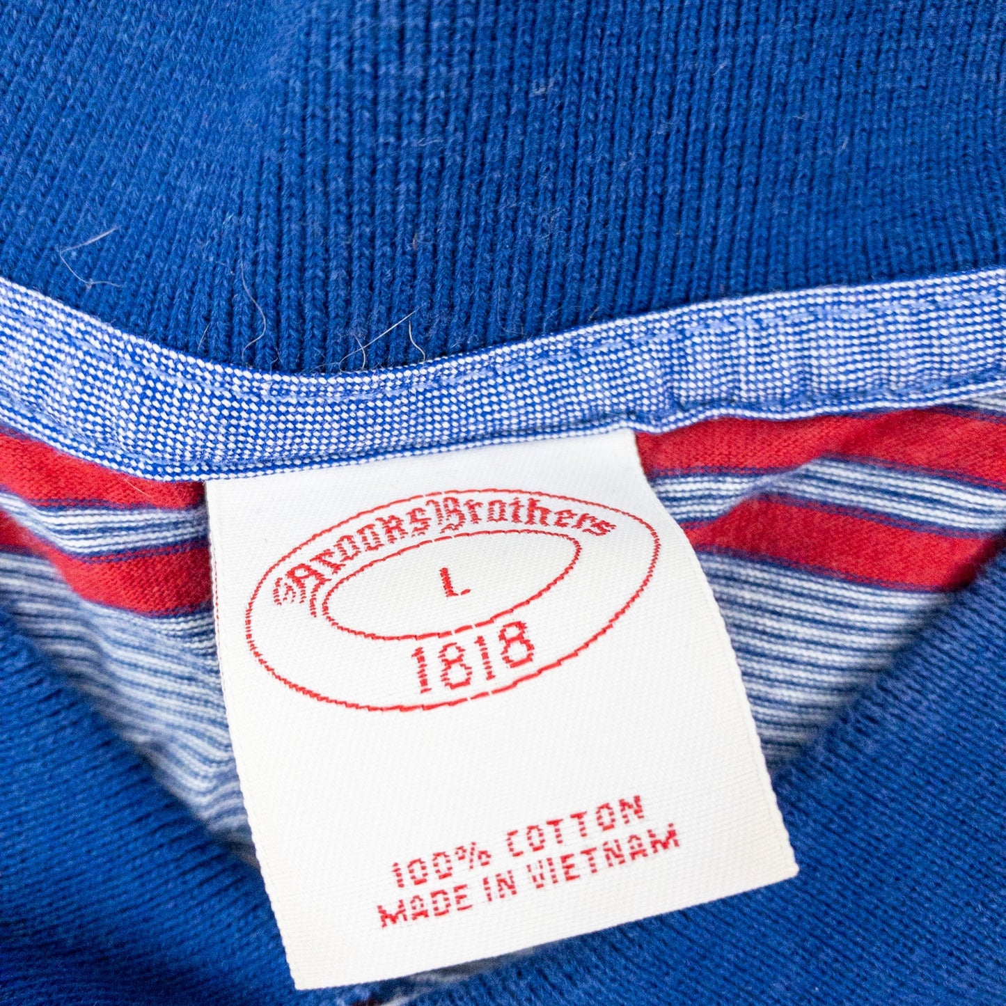Brooks Brothers Retro Blue Red Striped Polo Shirt Mens Large