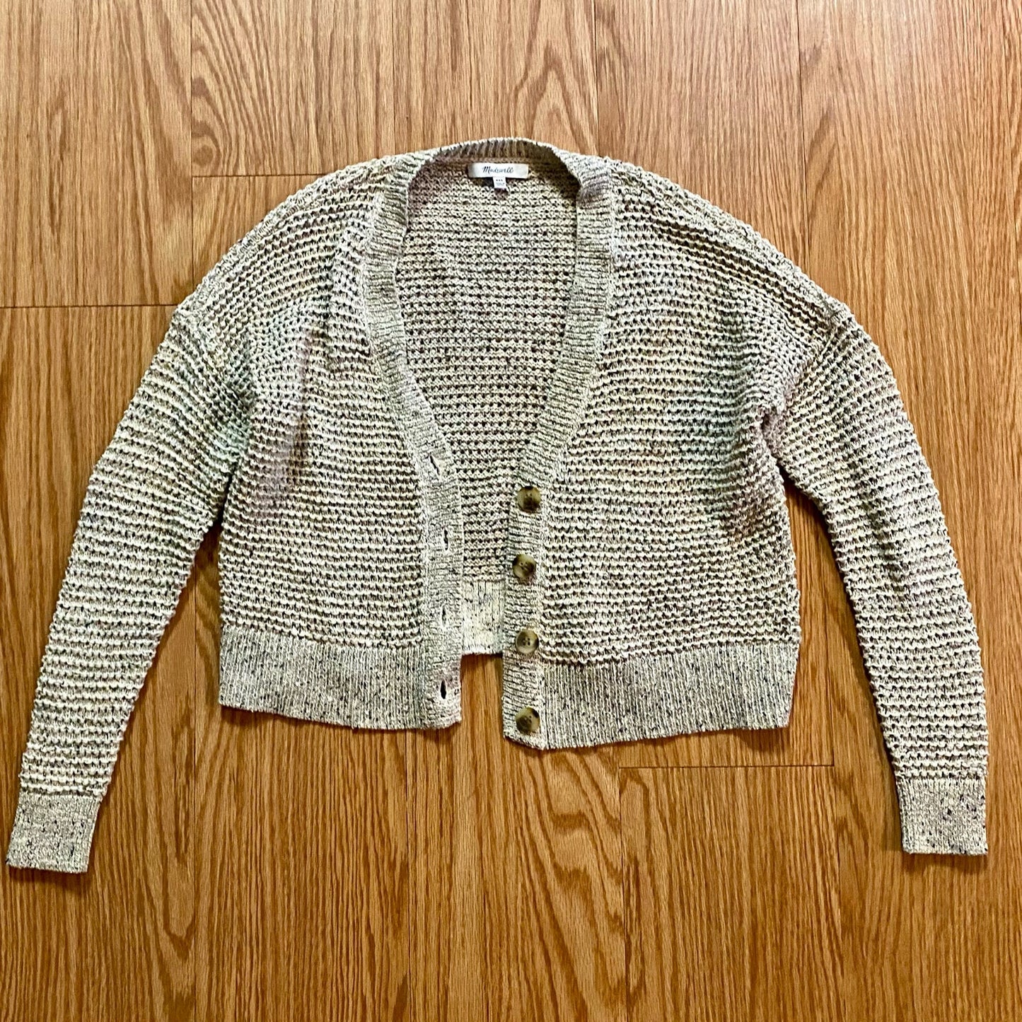 Madewell Cream Gray Marled Hartley Cardigan Sweater Womens Oversized XXSmall