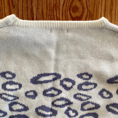 And The Why Cropped Purple Leopard Animal Spot Sweater Top Womens Small Medium