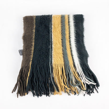 Cejon Brown Black White Striped Soft Scarf Unisex Men Women One Size