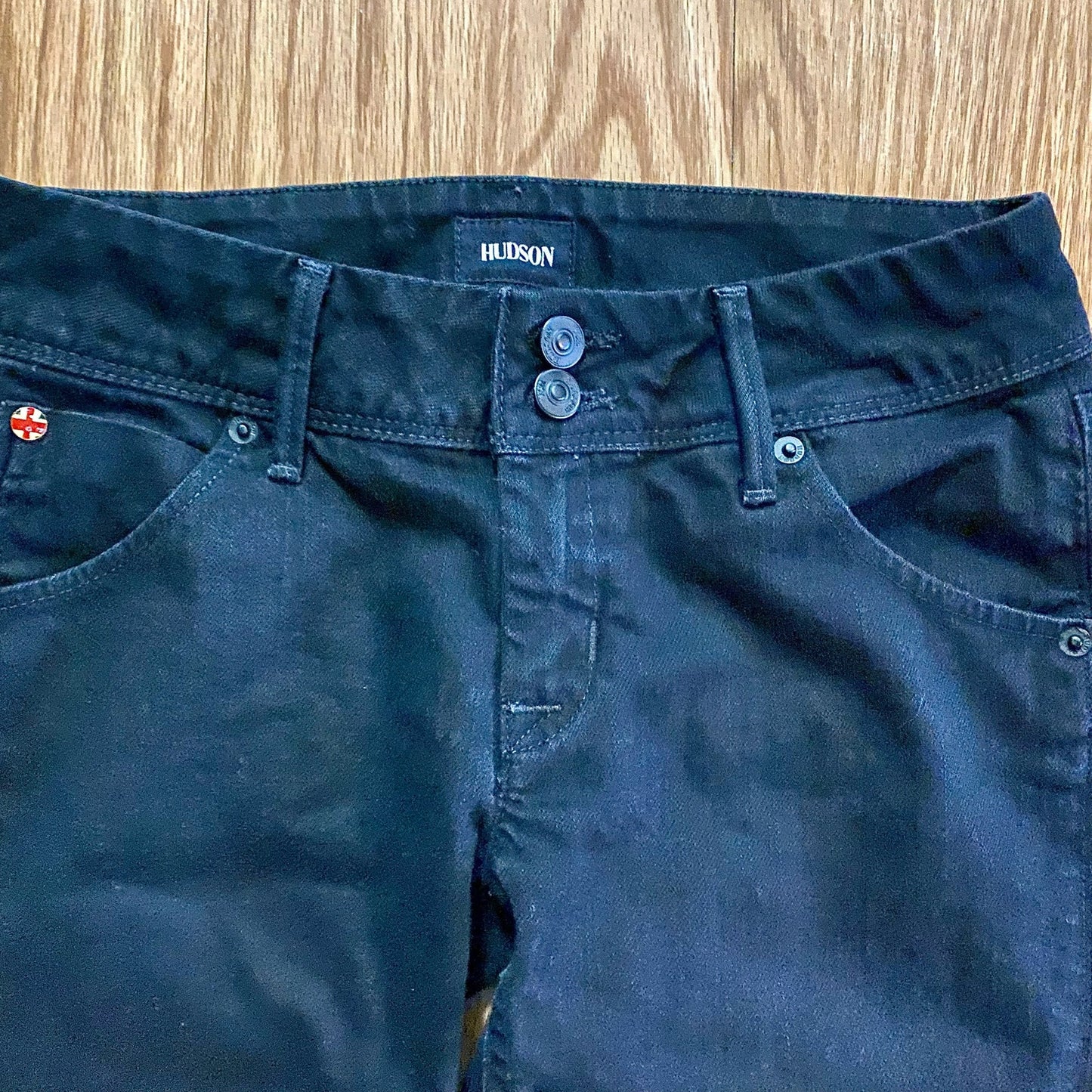 Hudson Collin Flap Skinny Jeans Black Mid Rise Womens 25