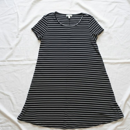 Love Fire Black White Striped Comfy A-Line Swing Dress Womens Medium