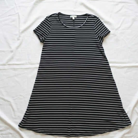 Love Fire Black White Striped Comfy A-Line Swing Dress Womens Medium