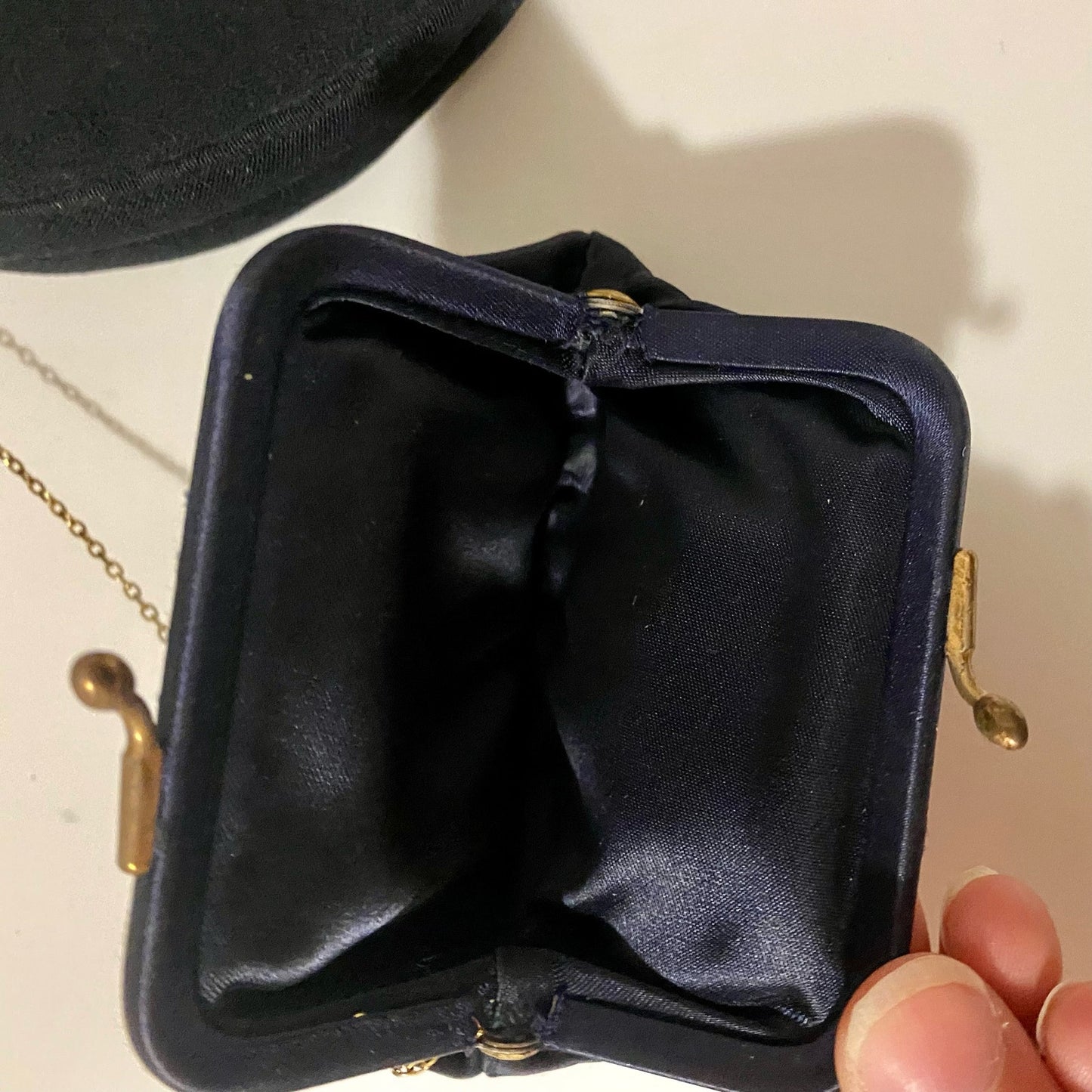 Bonwit Teller Magid Vintage Black Satin Evening Purse & Coin Bag