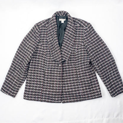 Coldwater Creek Black Metallic Silver Tweed Jacket Coat Womens 16 XLarge