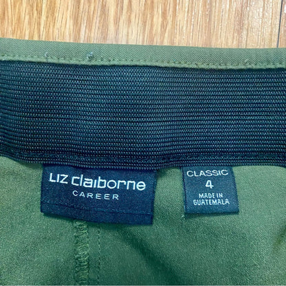 Liz Claiborne Career Green Cropped Button Pants Trousers Womens 4
