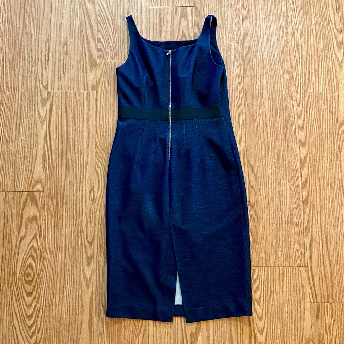 Les Copains BVM Spa Blue Denim Midi Sheath Dress Womens 10 US