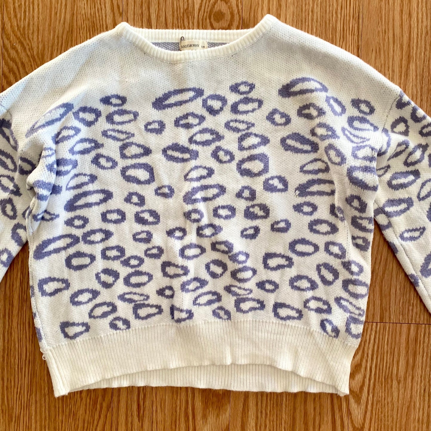 And The Why Cropped Purple Leopard Animal Spot Sweater Top Womens Small Medium