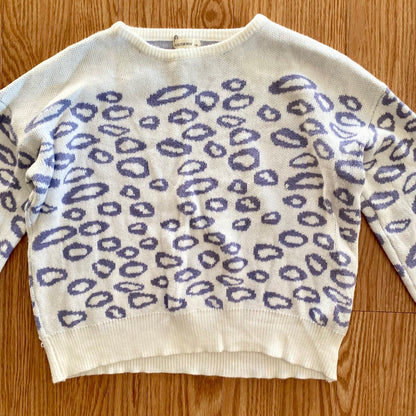 And The Why Cropped Purple Leopard Animal Spot Sweater Top Womens Small Medium