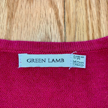 Vintage Green Lamb Y2K Pink & White Sleeveless Tank Top Womens 8 Medium