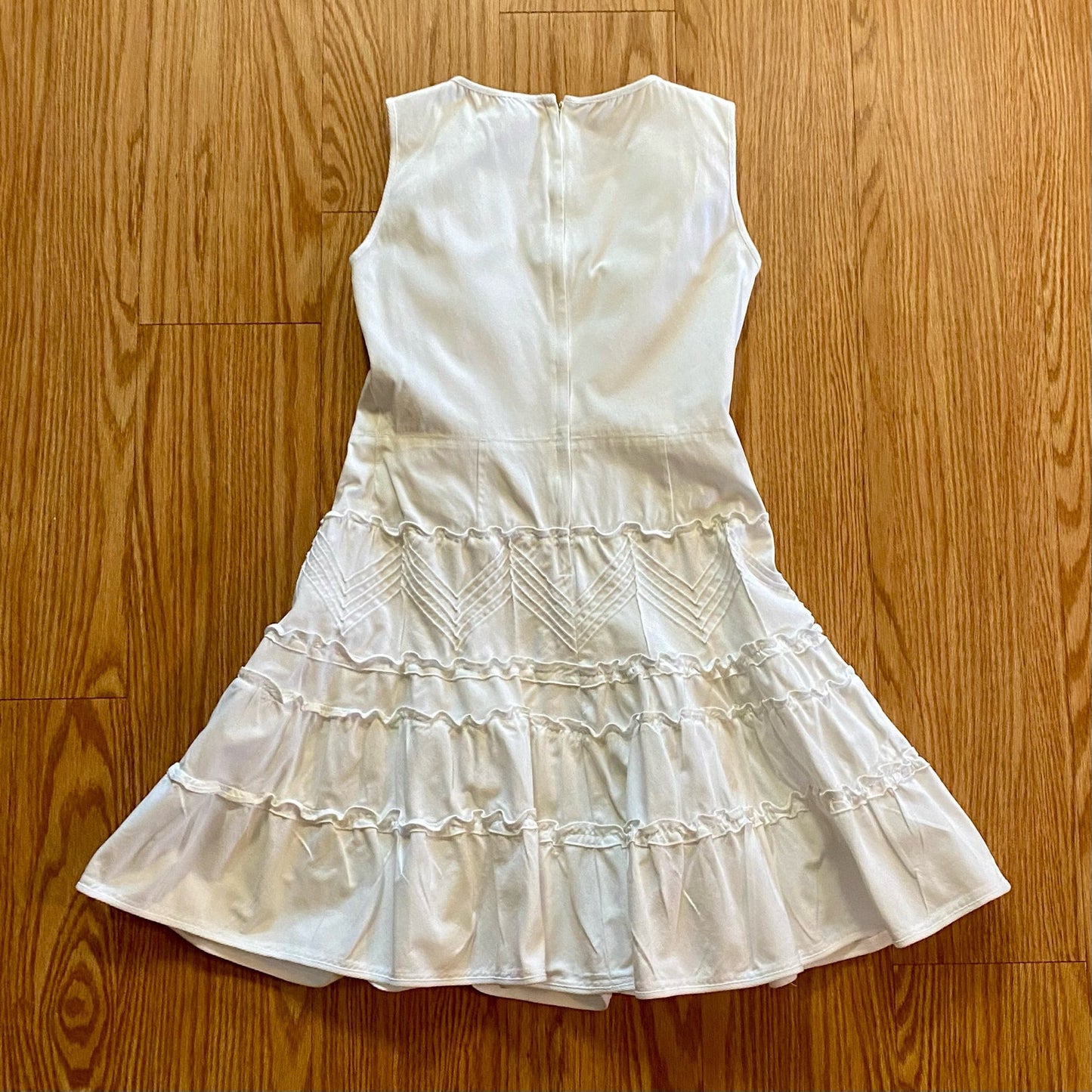 Red Valentino White Tiered Ruffle Fit & Flare Dress Womens 10