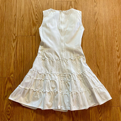 Red Valentino White Tiered Ruffle Fit & Flare Dress Womens 10