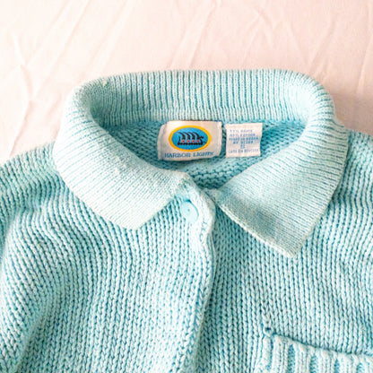 Harbor Lights Vintage Blue Ribbed Ramie Knit Sweater Womens Small