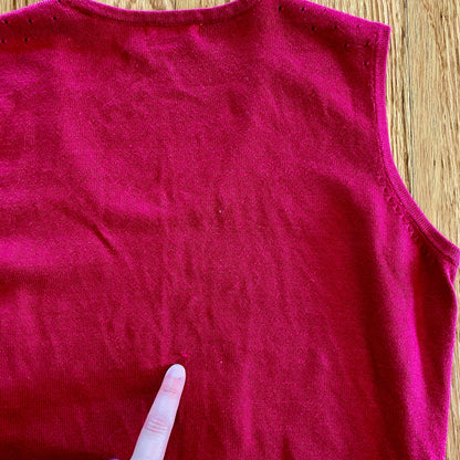 Vintage Green Lamb Y2K Pink & White Sleeveless Tank Top Womens 8 Medium