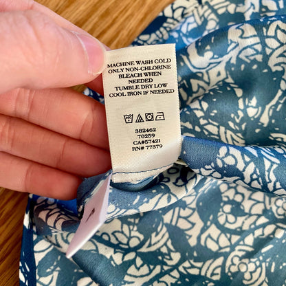 Ann Taylor Blue Teal Floral Button Shirt Womens Medium