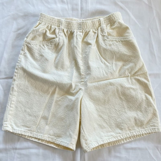 Chic Vintage 90s Yellow White Striped Long Baggy Shorts Womens 12