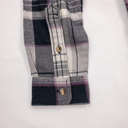The North Face Berkeley Gray Plaid Organic Cotton Flannel Shirt Womens Medium