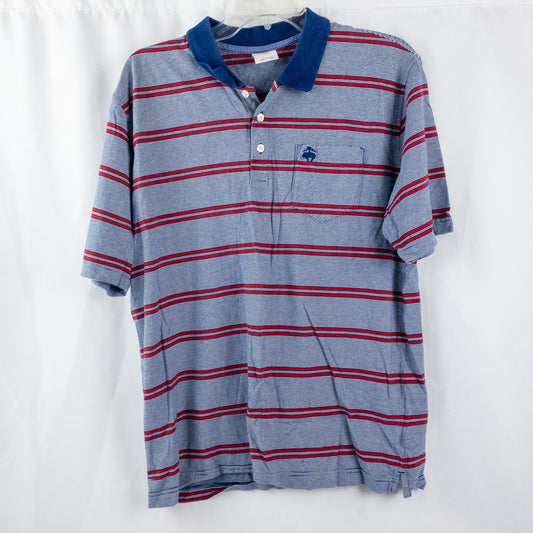 Brooks Brothers Retro Blue Red Striped Polo Shirt Mens Large