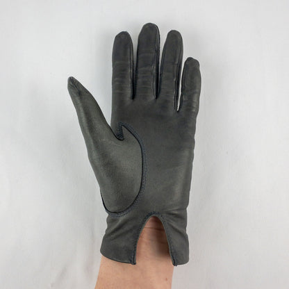 Fownes Vintage Dark Gray Leather Gloves Womens Medium 7