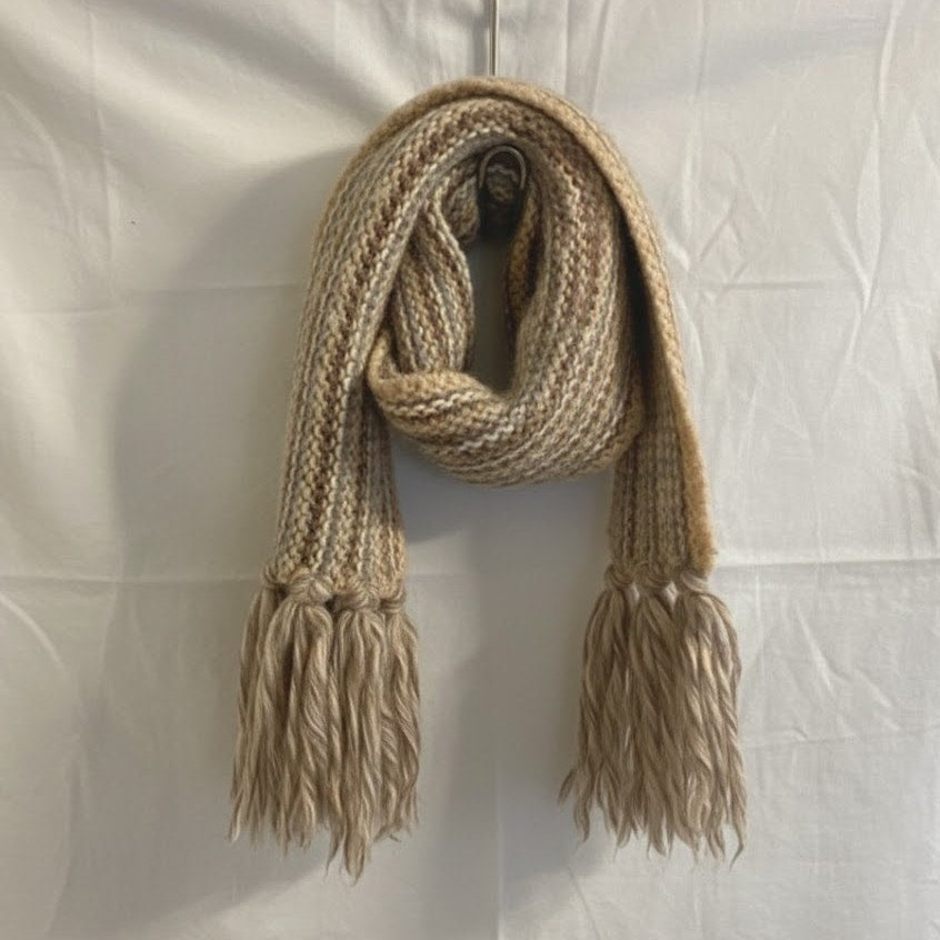 Aris Tan Striped Knit Tassel Scarf Unisex Womens One Size