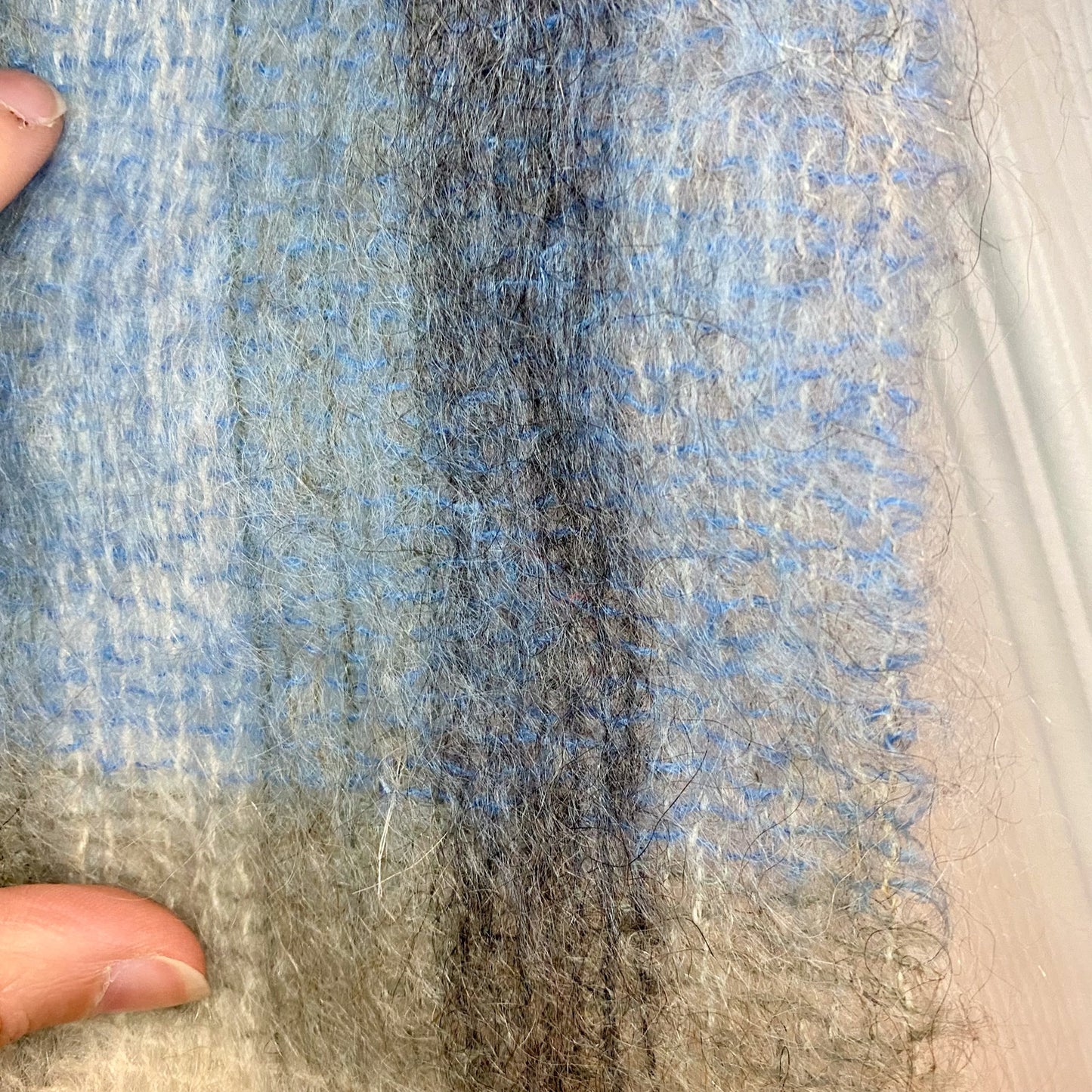 Samuel Tweed & Co Vintage Royal Scot Mohair Blue Knit Wool Scarf Unisex One Size