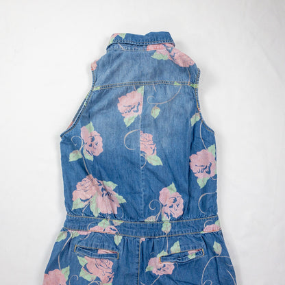 Anthropologie Pins and Needles Blue Jean Printed Floral Romper Womens Medium